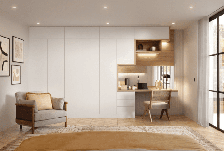 Fitted wardrobes with integrated drawers